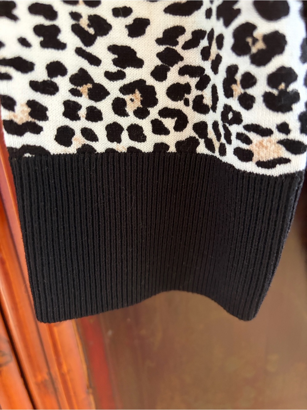 White House Black Market Black, White & Taupe Leopard-Print Cardigan - Picture 5 of 6